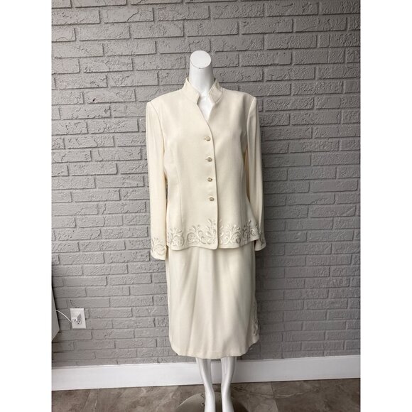 Kasper Dresses & Skirts - Kasper ASL Women Cream Embroidered Mother of the Bride Skirt Suit Size 12
